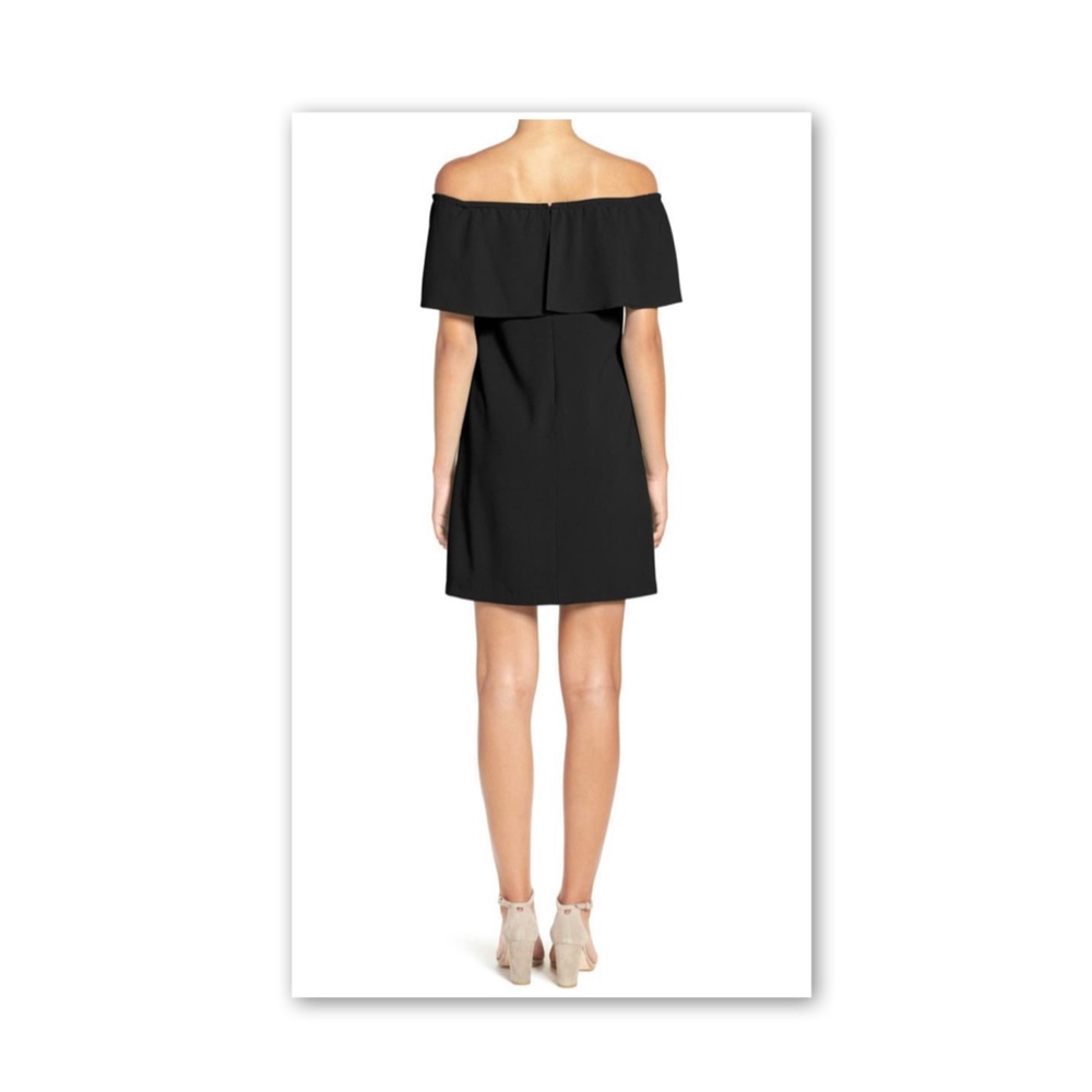 Charles Henry Off Shoulder Ruffle Black Mini Dress - Picture 3 of 7
